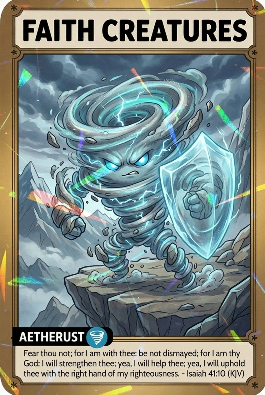 Aetherust Faith Creatures card featuring Isaiah 41:10